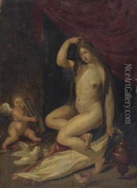 La Toilette De Venus Oil Painting - Caesar Boetius Van Everdingen