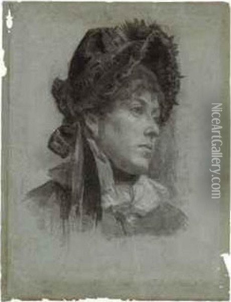 Portrait Of A Woman, Wearing A Bonnet Oil Painting - Ellen Day Hale