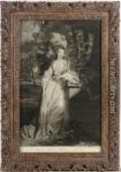 [portrait Of Mary Isabella, Dutchess Of Rutland]: Two Plates Oil Painting - Sir Joshua Reynolds