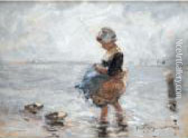 By The Side Of The Zuiderzee Oil Painting - Robert Gemmell Hutchison