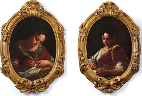 Fanciulla Scrivente Oil Painting - Giovanni Domenico Lombardi