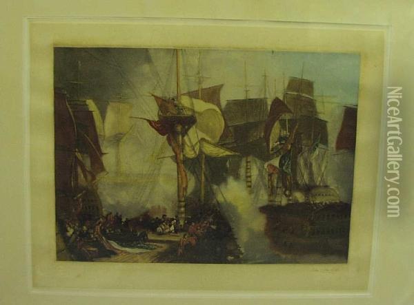 Death Of Nelson At Trafalgar Oil Painting - Albert William Holden