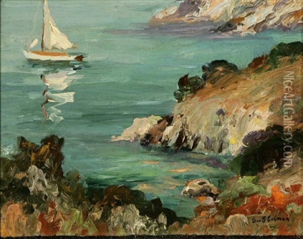 Sailboat Along The California Coast Oil Painting - George Sumner Colman