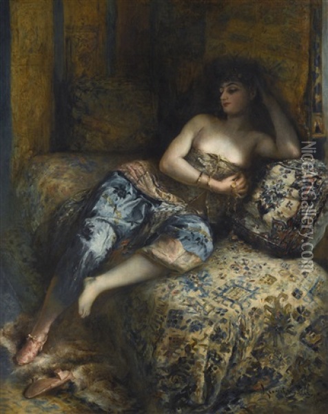 Odalisque Oil Painting - Lucien Laurent-Gsell