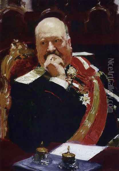 Portrait of Vice Minister of the Interior, cavalry general and member of State Council, Count Aleksey Pavlovich Ign Oil Painting - Ilya Efimovich Efimovich Repin
