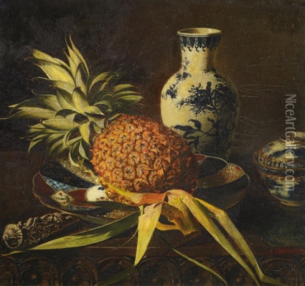 Stillleben Mit Einer Ananas Oil Painting - Alexander Stanesby