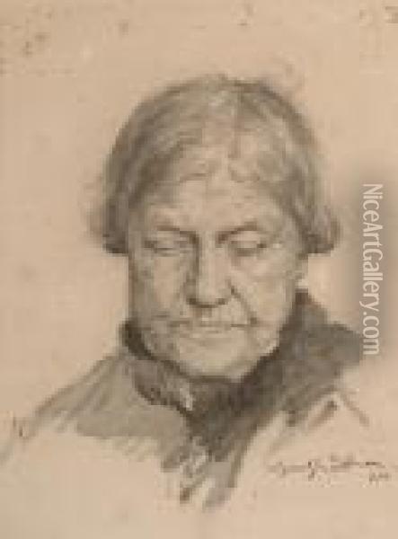 Portrait Of An Elderly Lady Oil Painting - Ernest Borough Johnson