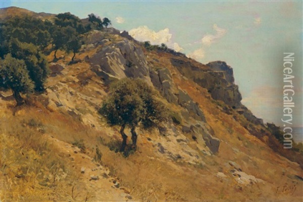 Felskuste Am Mittelmeer Oil Painting - Filiberto Petiti