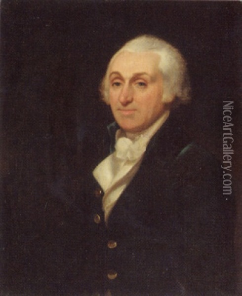 Portrait Of Thomas Harley In A Blue And White Waistcoat And Stock Oil Painting - Henri-Pierre Danloux