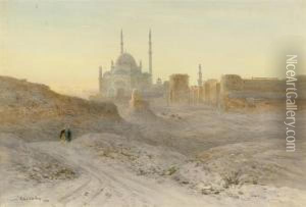 The Citadel And Mosque Of Mehemet-ali Of The Desert Oil Painting - John Jnr. Varley