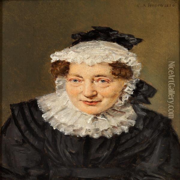 Portrait Of Elisabeth Christine Sophie Horrebow Nee Manthey Oil Painting - C. A. Jensen