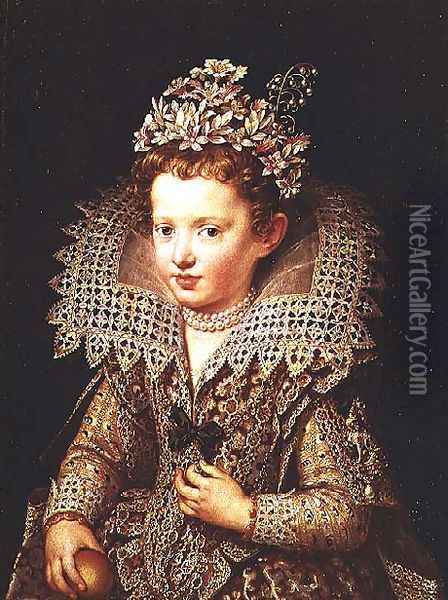 Portrait of Eleonora de Gonzaga Mantua 1598-1655 as a Child Oil Painting - Frans Pourbus the younger