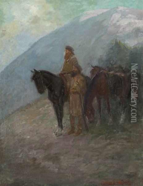 Lewis And Clark At The Divide Oil Painting - Edwin Willard Deming