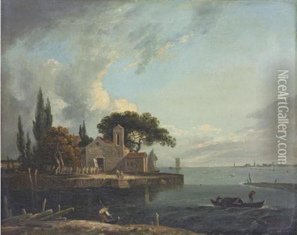View Of L'anconetta, With Venice Beyond Oil Painting - Richard Wilson