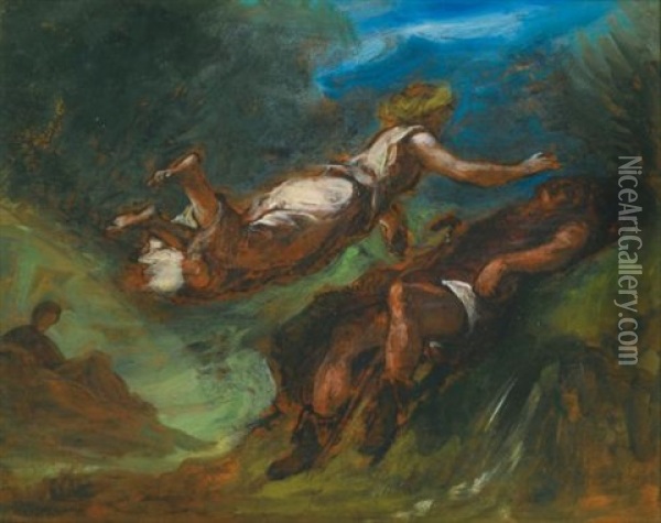 Hesiode Et La Muse Oil Painting - Eugene Delacroix