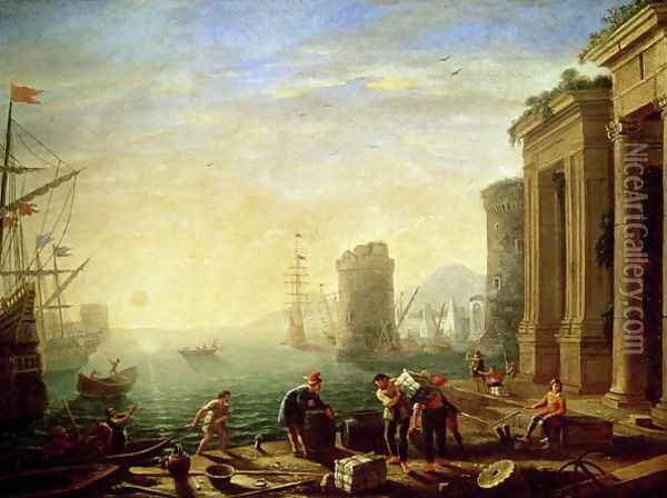 Morning at the Port, 1640 Oil Painting - Claude Lorrain (Gellee)