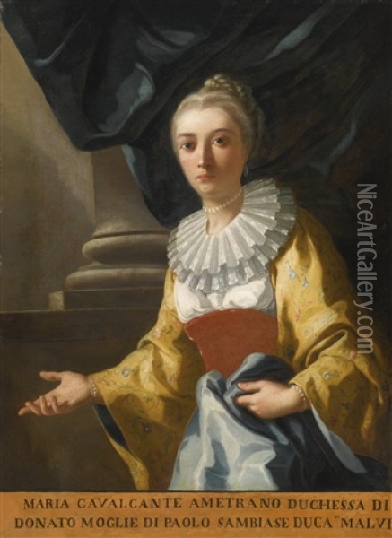 Portrait Of Maria Cavalcanti Ametrano, Duchess Of San Donato (before 1732-1764) Oil Painting - Domenico Mondo