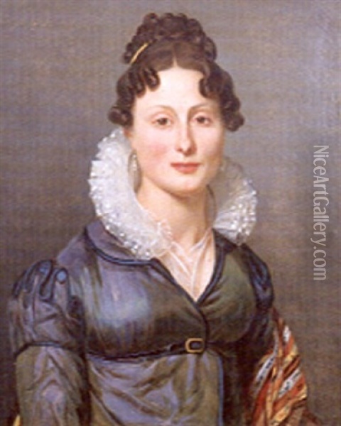 Portrait De Femme Oil Painting - Jerome-Martin Langlois