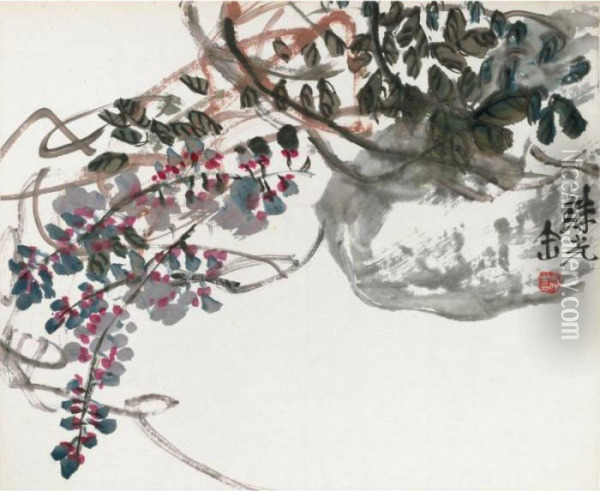 Blooming Flowers Oil Painting - Wu Changshuo