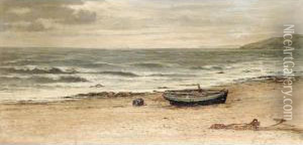 Beach Scene Oil Painting - Albert Hodder
