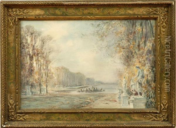 View Of The Basin Of Apollo At Versailles Oil Painting - Henri Louis Foreau