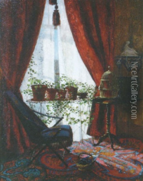 Interior Of The House Of William A. Brown, 96 1st Place, Brooklyn, New York Oil Painting - Fidelia Bridges