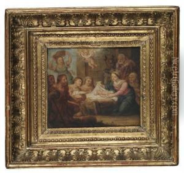 The Adoration Of The Shepherds Oil Painting - Cirlce Of Filippo Lauri