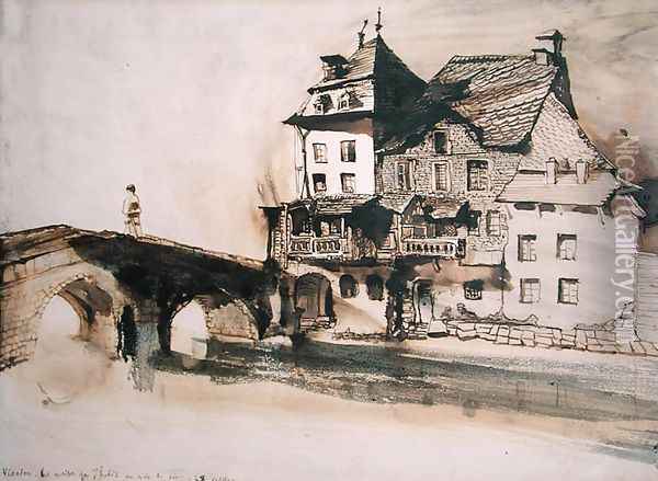 The House Where I Live by the Bridge in Vianden Oil Painting - Victor Hugo