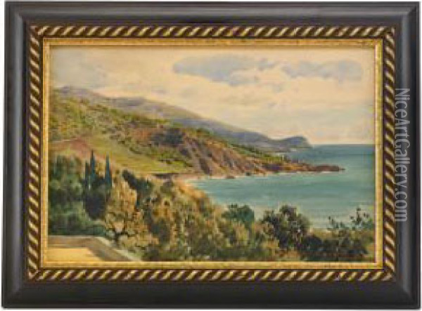 The Coastline In The Crimea Oil Painting - Luigi (Ludwig Osipovich) Premazzi