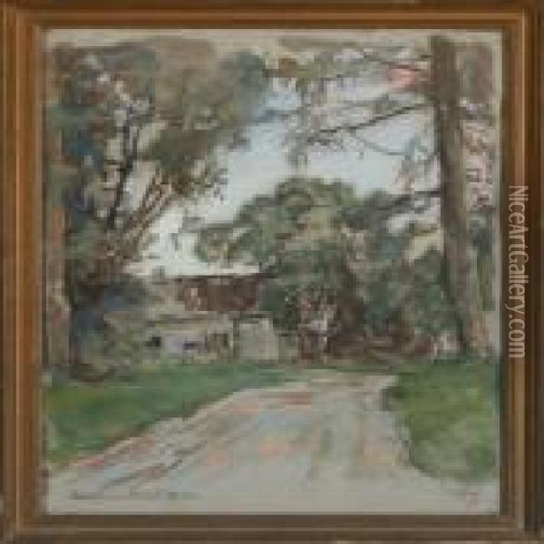 Scenery With Trees And A House Oil Painting - Viggo Johansen
