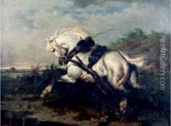 Cheval Emballe Oil Painting - Theodore Fort