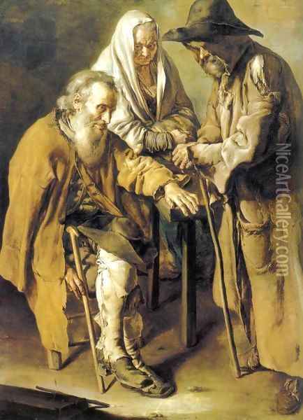 Three Beggars Oil Painting - Giacomo Ceruti (Il Pitocchetto)