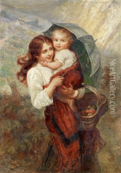 Sunshine And Showers Oil Painting - Frederick Morgan