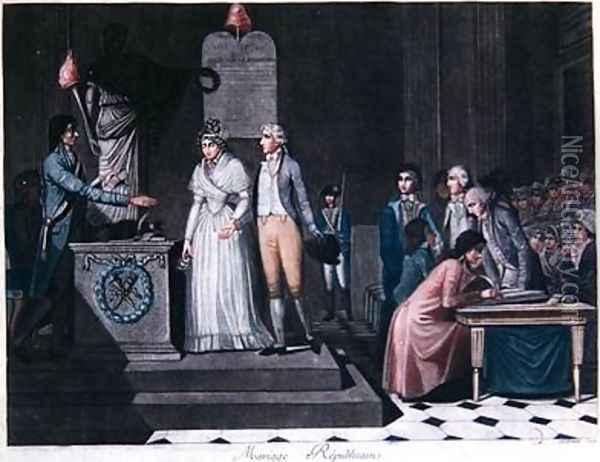 Mayor conducting a Republican Marriage during the period of the French Revolution Oil Painting - Legrand