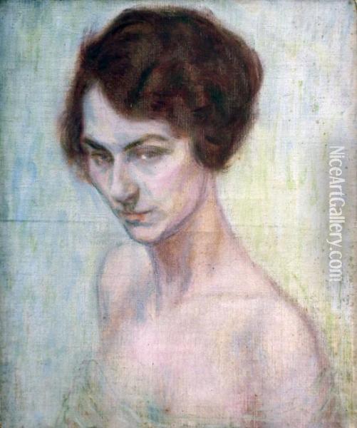 Portrait De Femme Oil Painting - Raphael-Leon Leguilloux