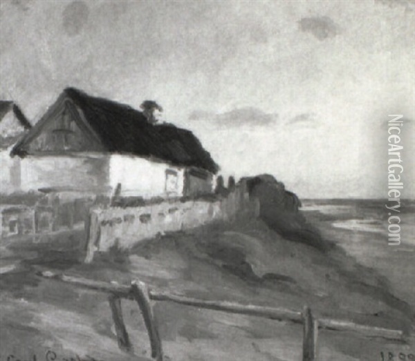 Huse Ved Havet, Skagen Oil Painting - Carl Ludvig Thilson Locher