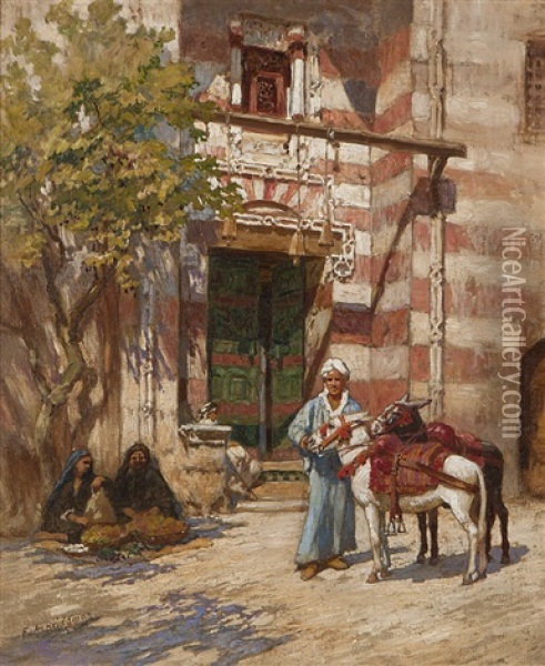 Entrance To The Mosque Oil Painting - Frederick Arthur Bridgman