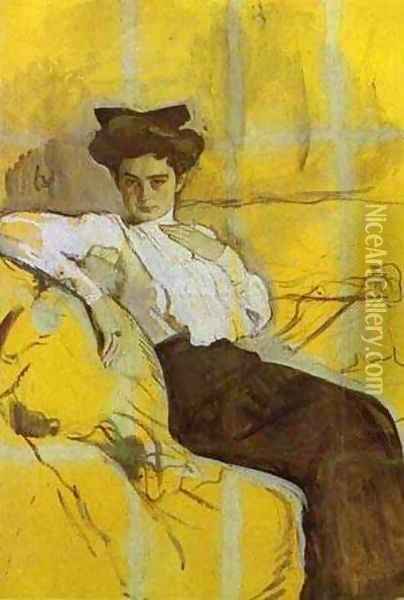 Portrait Of Henrietta Girshman 1906 Oil Painting - Valentin Aleksandrovich Serov