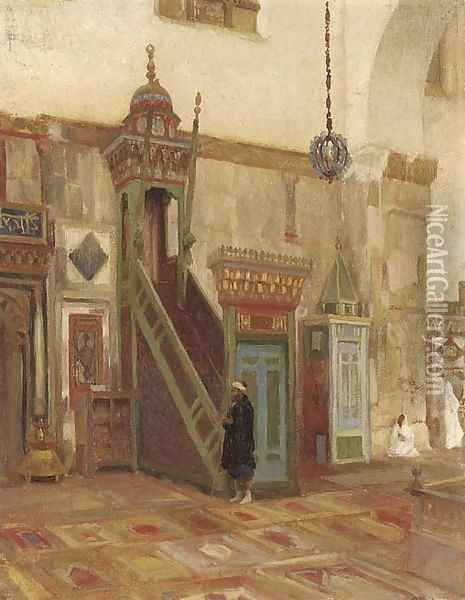 Interior of a Mosque or Mimbar of the Great Mosque at Damascus Oil Painting - Lord Frederick Leighton