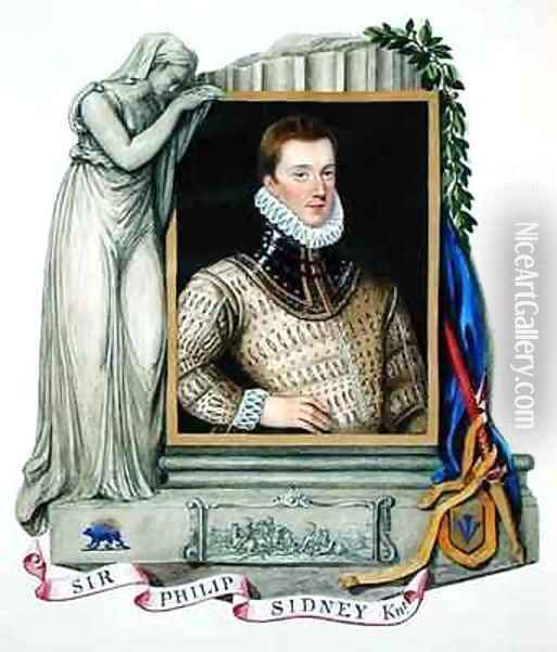 Portrait of Sir Philip Sidney from Memoirs of the Court of Queen Elizabeth Oil Painting - Sarah Countess of Essex