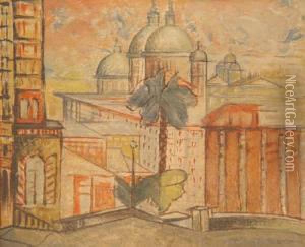 Paisaje Urbano Con Templos Oil Painting - Melchor Mendez Magarinos