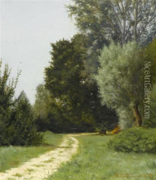 The Road To The Forest Edge Oil Painting - William Rothlisberger