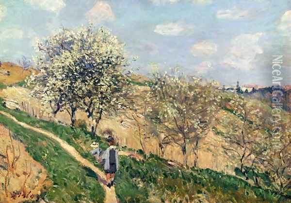 Springtime at Bougival Oil Painting - Alfred Sisley