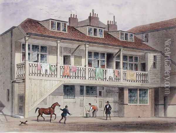 View of the Black Lion Inn, Whitefriars Street, c.1855 Oil Painting - Thomas Hosmer Shepherd
