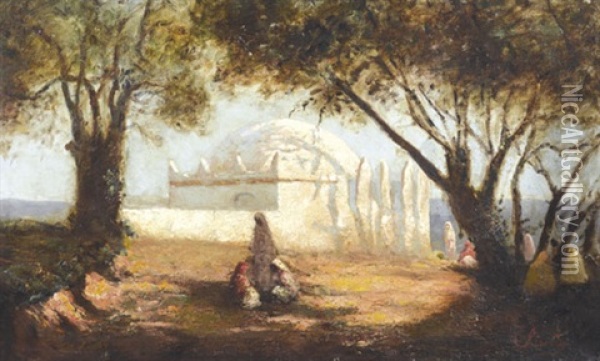 Algerische Landschaft Mit Einem Mausoleum Oil Painting - Joseph Sintes