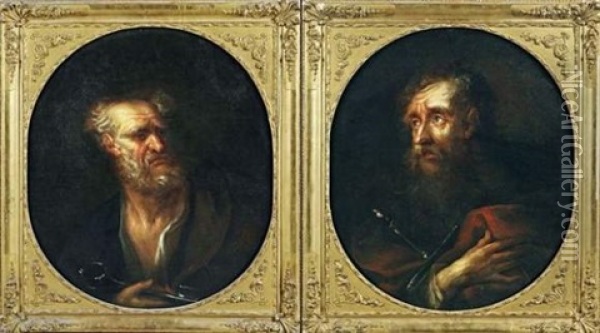 Saint Pierre (+ Saint Paul; Pair) Oil Painting - Petr Brandl