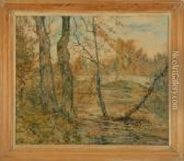 Autumnal Landscape. Unsigned Oil Painting - Ernest Lawson