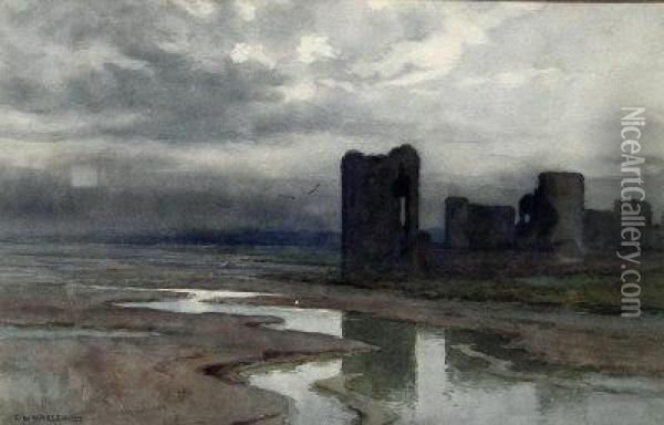 Flint Castle - Sands Of Dee Oil Painting - Ernest William Haslehurst