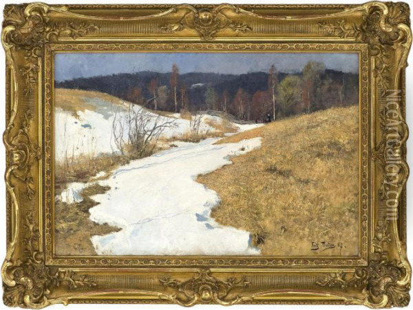 March Day Oil Painting - Fritz Thaulow