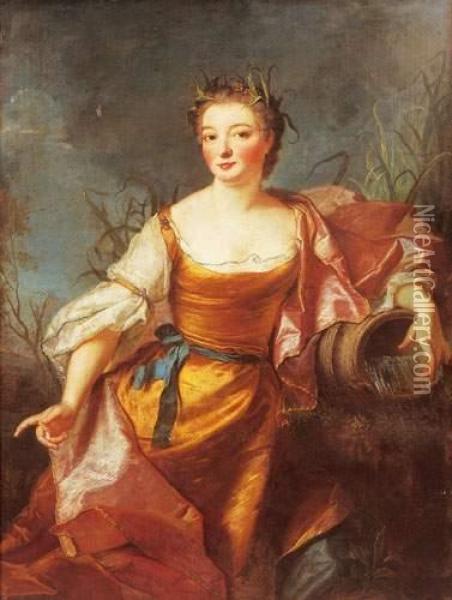 : Portrait De Jeune Femme En Source Oil Painting - Jean-Baptiste Oudry